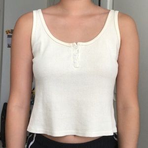 TRADE Pale Yellow Button Up Tank Top